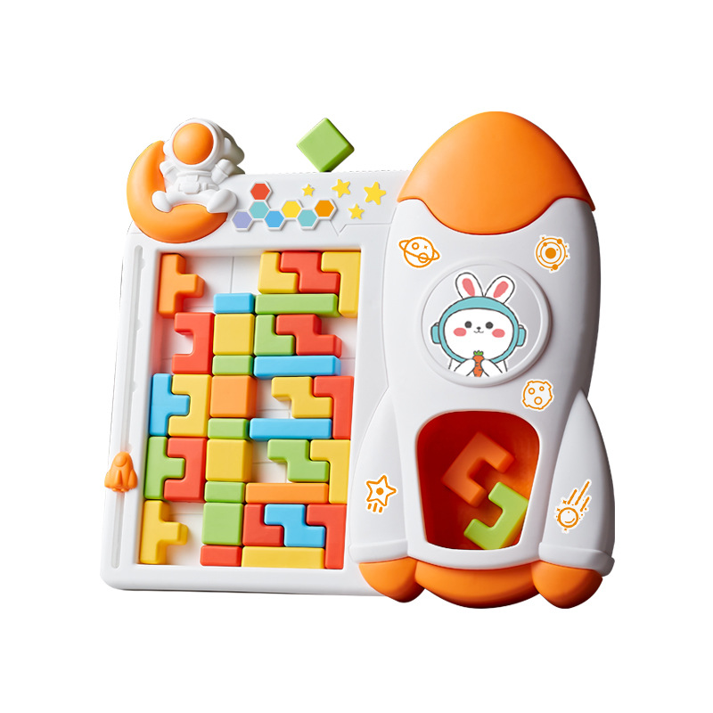 Rocket Tetris Fun Fun Intelligence Building Block Puzzle Three-Dimensional Puzzle Parent-Child Interactive Educational Toy for Children