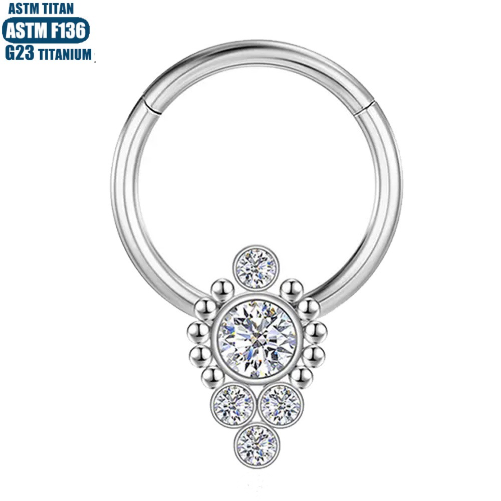 Silver pointed spike labret stud material detail