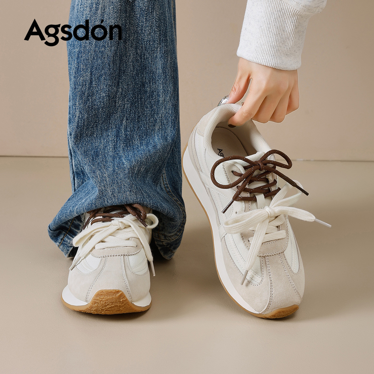 Augu Lion Dengde zapatos de entrenamiento para mujeres 2026 nuevos zapatos de ballet de primavera con suela gruesa zapatos deportivos casuales retro Gump zapatos blancos