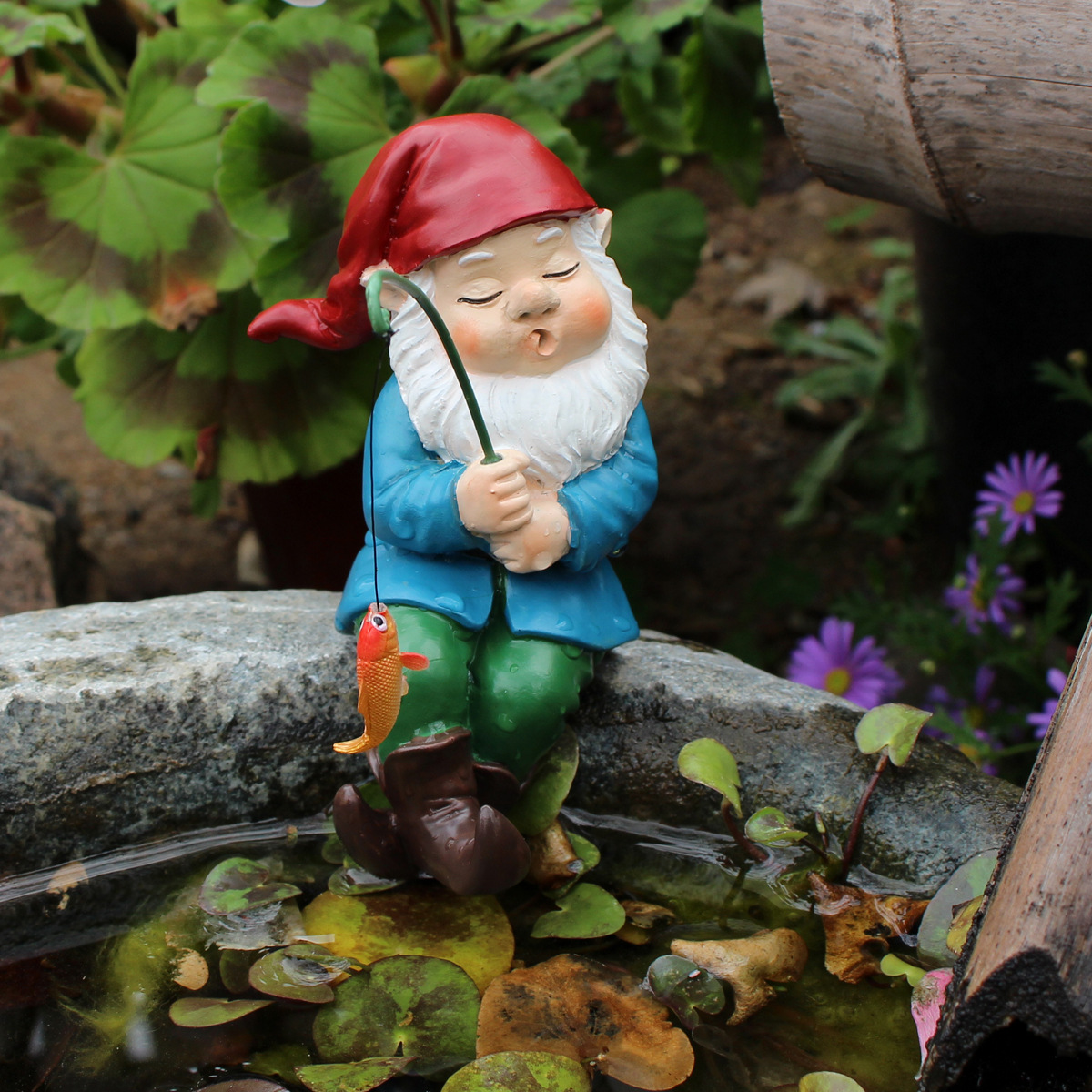 Creative Garden Sleeping Posture Fishing Dwarf Ornaments Courtyard Small Ornaments Creative Gardening Decorations Resin Dwarves