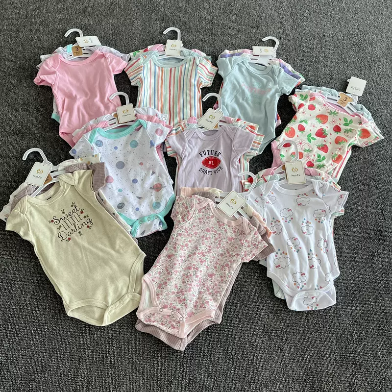 2025新款杂色男女宝宝背心吊带哈衣三角爬爬服新生婴幼儿童连体衣