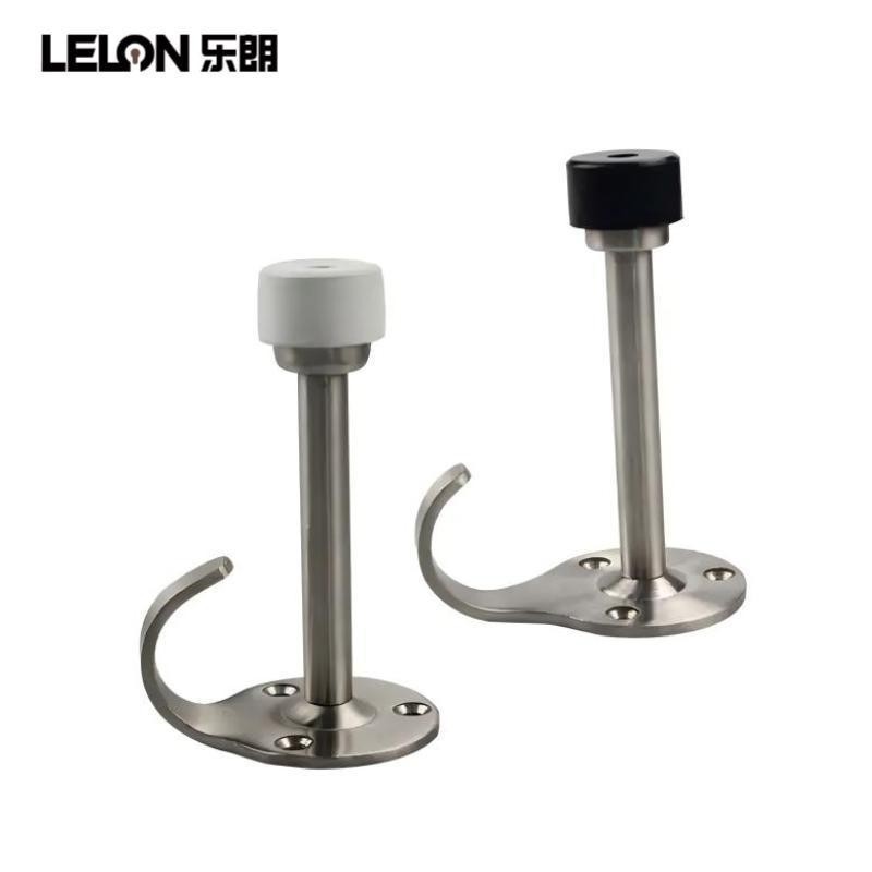 Personalizada acero inoxidable sólido anticolisión con gancho de puerta de inodoro gancho de puerta superior 2 en 1 goma silenciosa resistencia de puerta