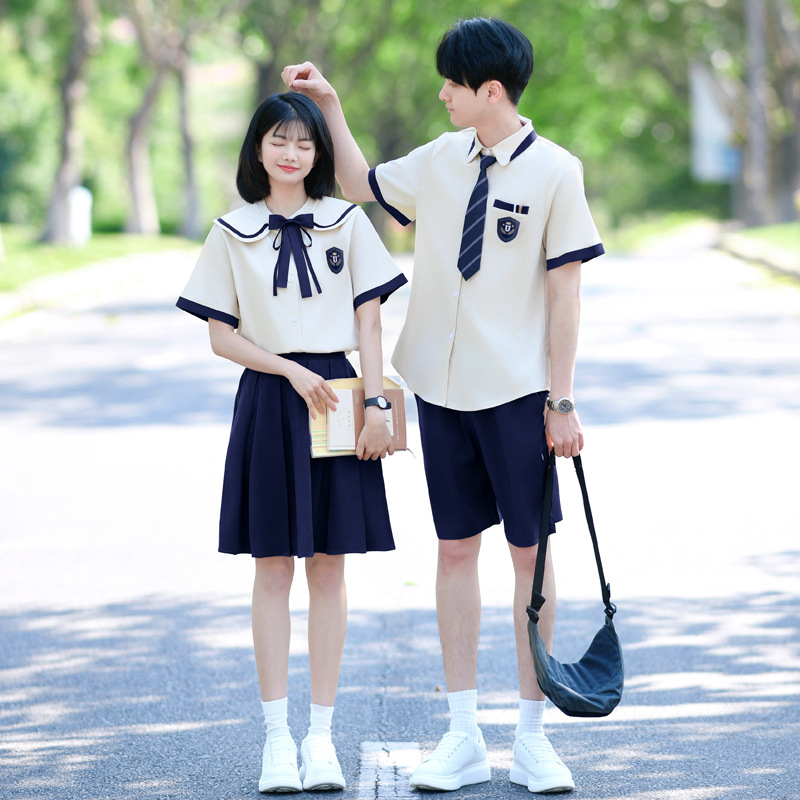 Graduation Season College-Style Summer Class Uniforms, Elementary School Students' Chorus Performance Uniforms, Middle and High School Students' Sports Uniforms Set