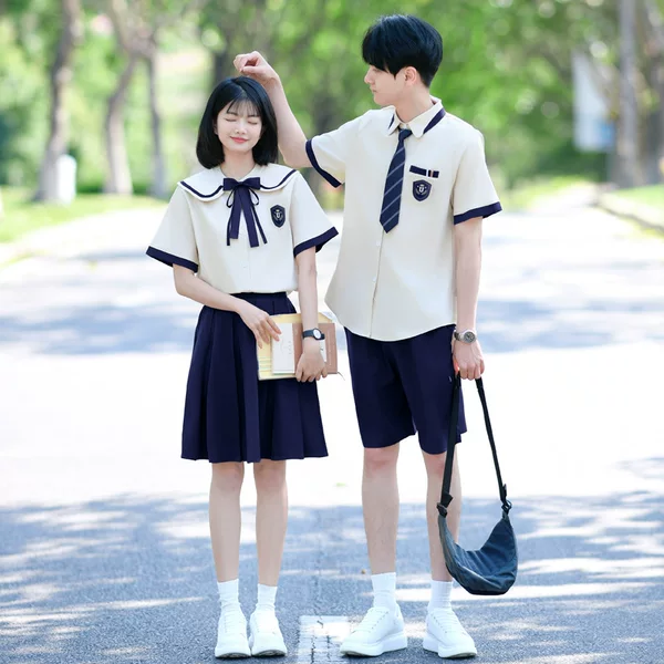 Graduation Season College-Style Summer Class Uniforms, Elementary School Students' Chorus Performance Uniforms, Middle and High School Students' Sports Uniforms Set