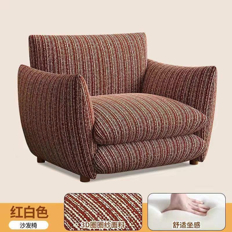 Francés relajado sofá retro sofá único sofá sala de estar dormitorio balcón relajado sillón de algodón y lino nuevo