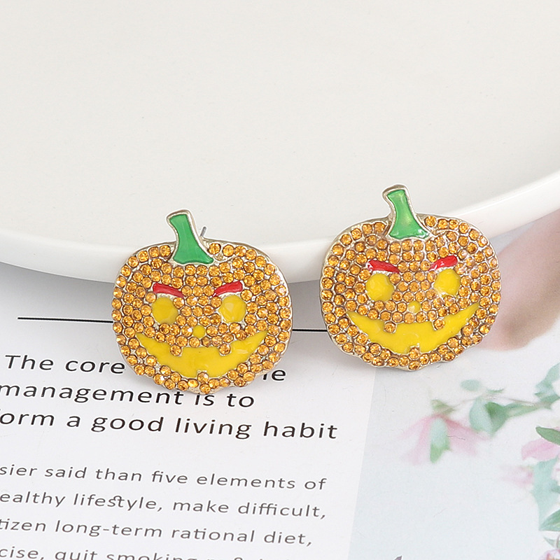 Fashion Pumpkin Alloy Inlay Artificial Diamond Women's Ear Studs 1 Pair display picture 3