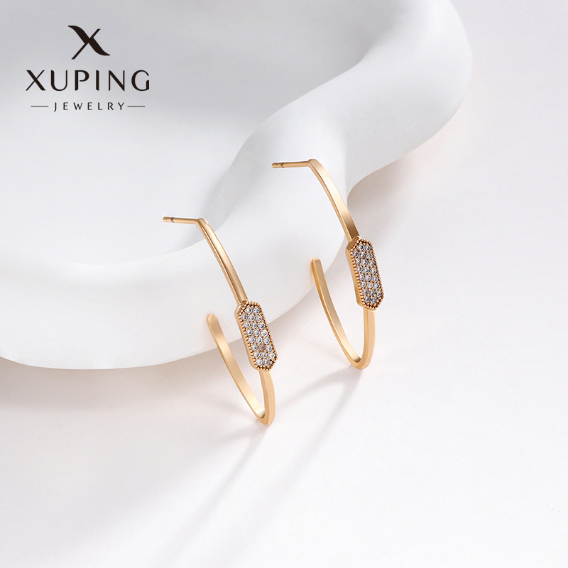 Joyería de Xuping simple en forma de V pendientes elegantes de moda femenina pendientes de diseño de nicho transfronterizo europeo y americano al por mayor