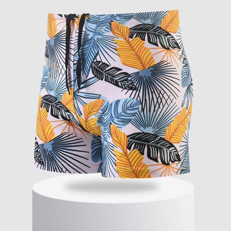 2023 nuevos troncos de natación anti-vergüenza playa vacaciones adultos de los hombres impreso moda suelta poliéster cordón natación