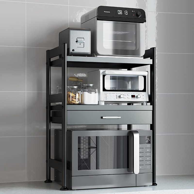 Cocina encimera horno microondas rack de almacenamiento con cajón vajilla caja de almacenamiento horno cocina de arroz estante de almacenamiento multifuncional