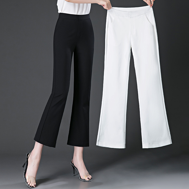 High-Waisted Flared Pants, Slimming, 2026 Summer Thin Style, Plus Size, Middle-Aged Mom, Stretchy Casual Pants, Drapey Cropped Pants