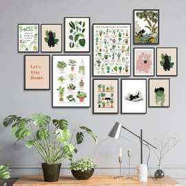 猫和植物海报一件代发跨境Shopee亚马逊速卖通Lazada挂画帆布画芯