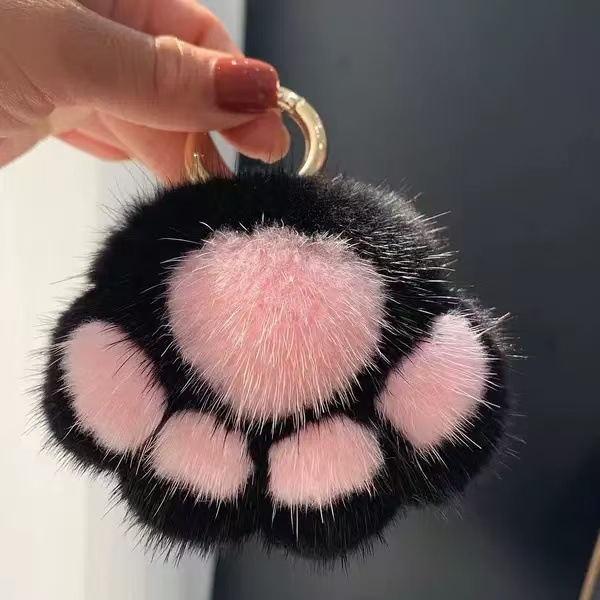 Mayorista visón peludo gatos garras llavero colgante moda gatos lindos perros bolsos de impresión de garras joyas colgantes