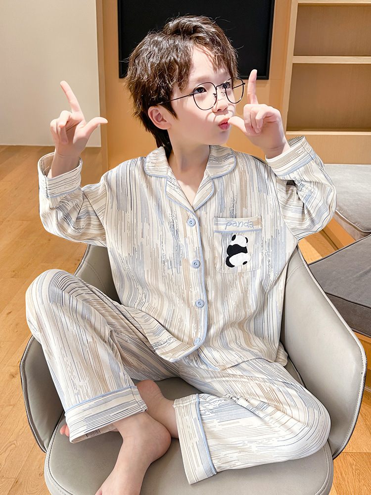 Nuevos pijamas infantiles primavera y otoño niños algodón de manga larga delgada para niños mayores adolescentes niños ropa de hogar al por mayor