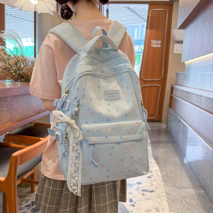 Frosted Soft Light Cartoon Cute Backpack Japanese Style for Girls Gentle and Healing Casual Versatile Lightweight Travel School Bag