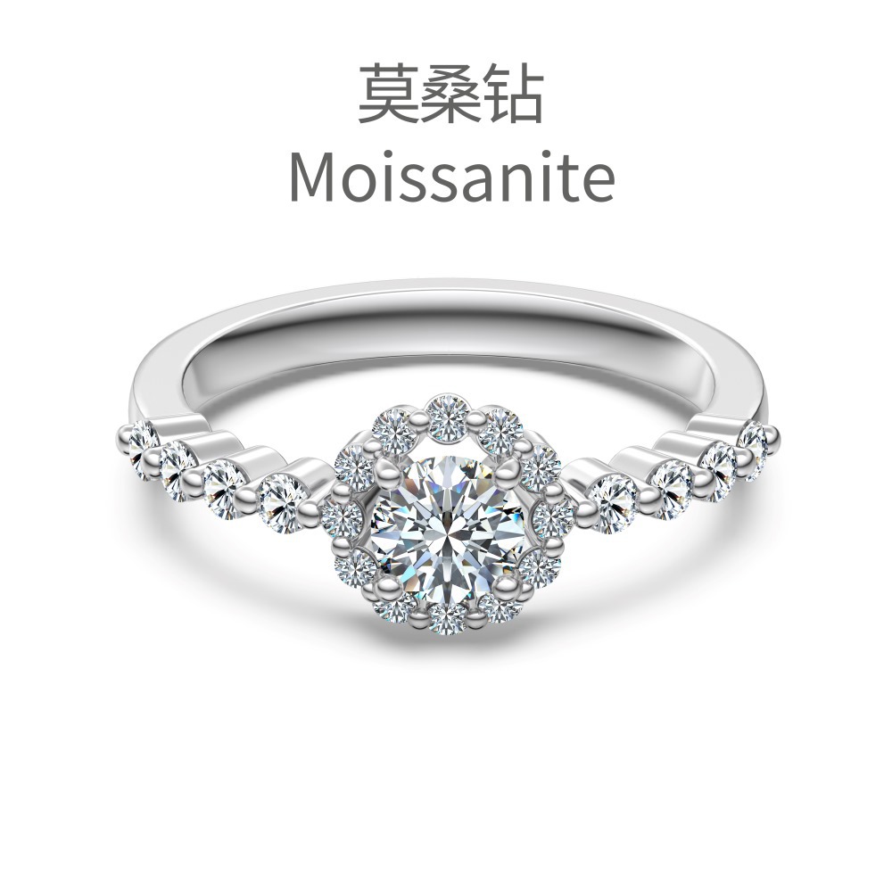 Yisen Jewelry 925 Sterling Silver Ring for Women, Light Luxury Niche Moissanite 1 Carat Engagement Ring, Exquisite and High-End Feel for Women