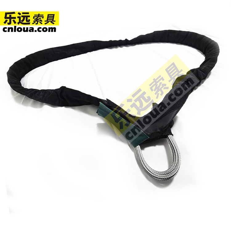 舞台钢丝吊带 黑色柔性钢丝绳芯圆形吊装带 防火黑色圆形起重吊带