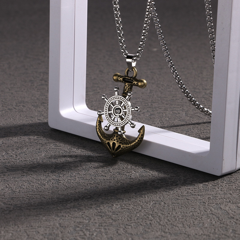 Explosive Fashion Retro Movable Boat Anchor Titanium Steel Pendant, Personalized Men's Trendy Pendant Accessory_voghion.com