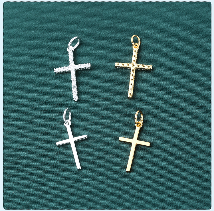 Hole 3~3.9mm Hole Size 1 Piece 16*9.4mm Hole 3~3.9mm 925 Sterling Silver Cross Pendant