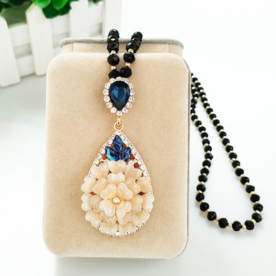 韩国水滴形毛衣链长款秋冬项链女气质潮流挂件时尚服装配饰品|ru