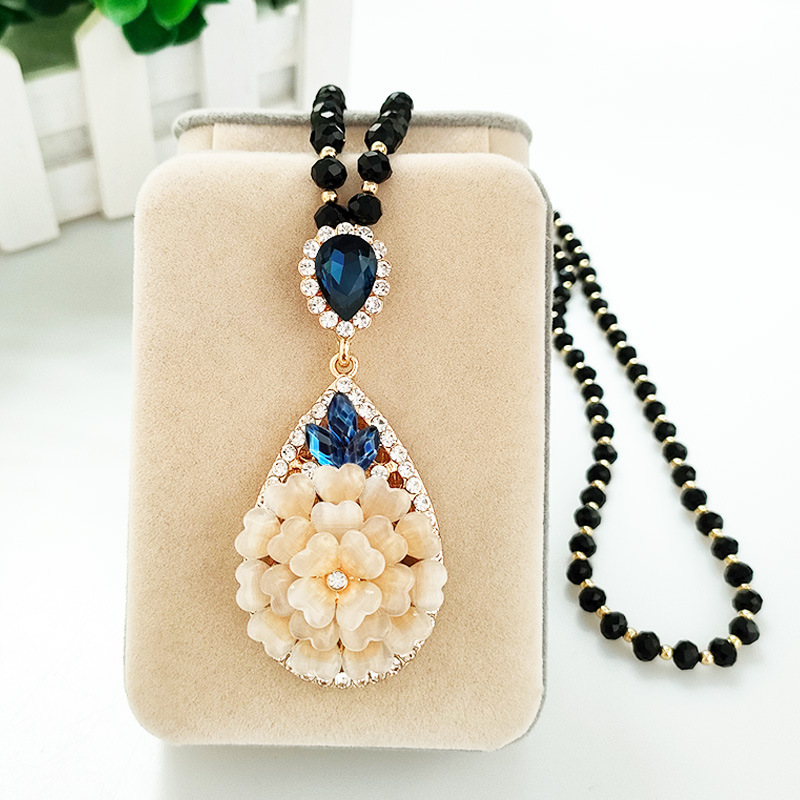 韩国水滴形毛衣链长款秋冬项链女气质潮流挂件时尚服装配饰品|ru