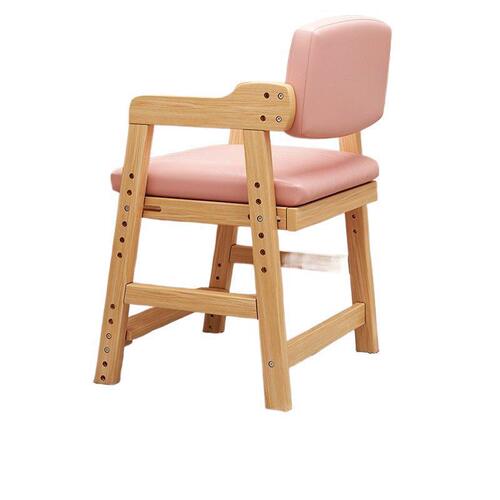 Children's solid wood chair, learning height-adjustable desk chair with back support for correcting posture, home dining chair