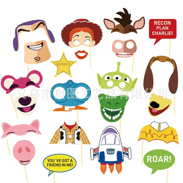 Paper Photo Props Toy Story Themed Party Funny Decorations 25-Piece Set Birthday Ready Stock Funny and Fun