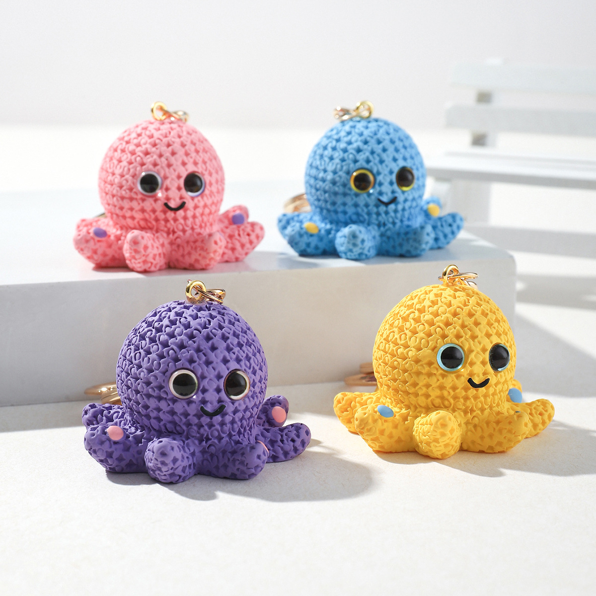 Cute Octopus Resin Women's Bag Pendant Keychain display picture 3