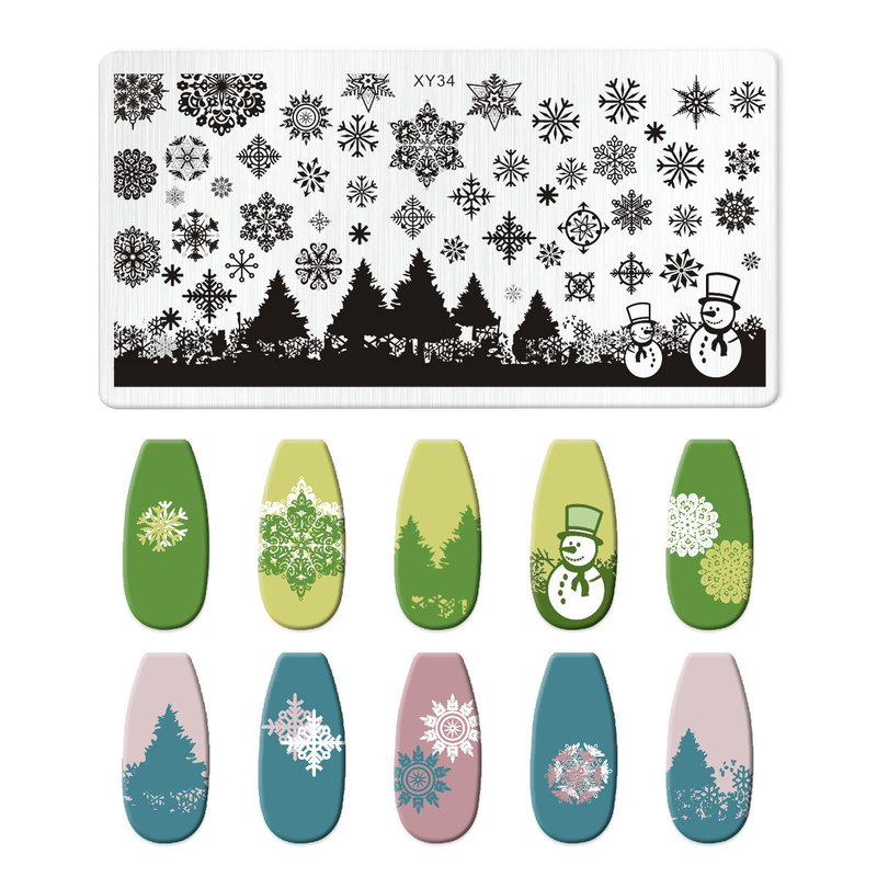 美甲印花钢板爆款雪花圣诞 NailSteelPlate转印指甲模板工具批发|undefined