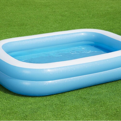 Bestway 54006 Ring Rectangular Pool Blue and White Family Inflatable Swimming Pool with Thick Play Pool