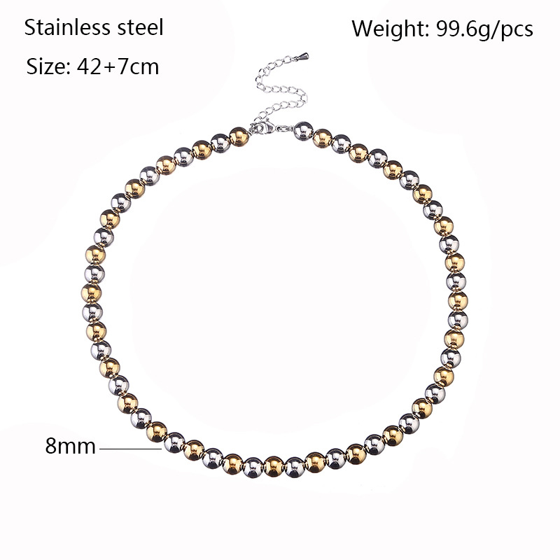 Modern Style Round Stainless Steel Necklace display picture 10