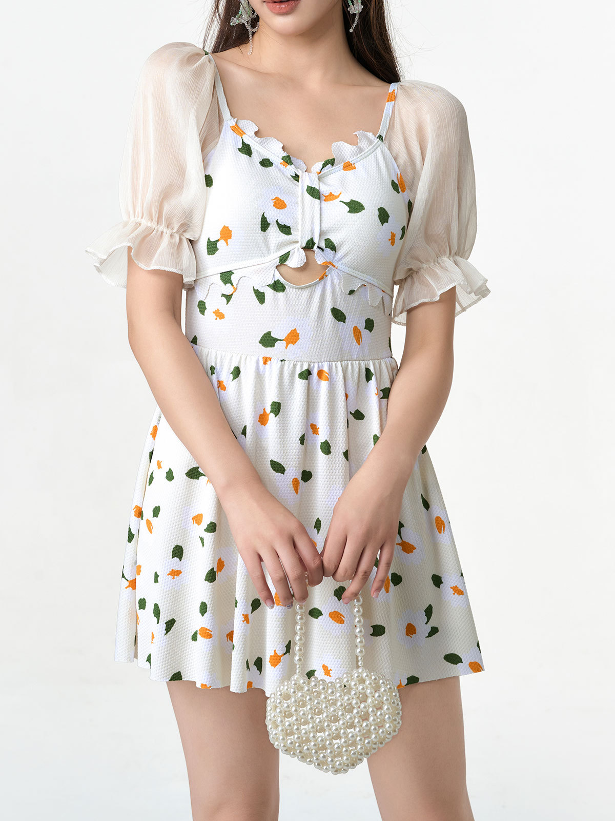 Trajes de baño de mujeres conservadores estudiantes Fairy Fan2024 nuevos trajes de baño de verano frescos y dulces