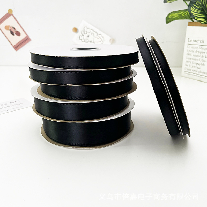 0.6-4CM 블랙 리본 리본 꽃 선물 상자 포장 2CM 폴리 에스테르 리본 웨빙 도매