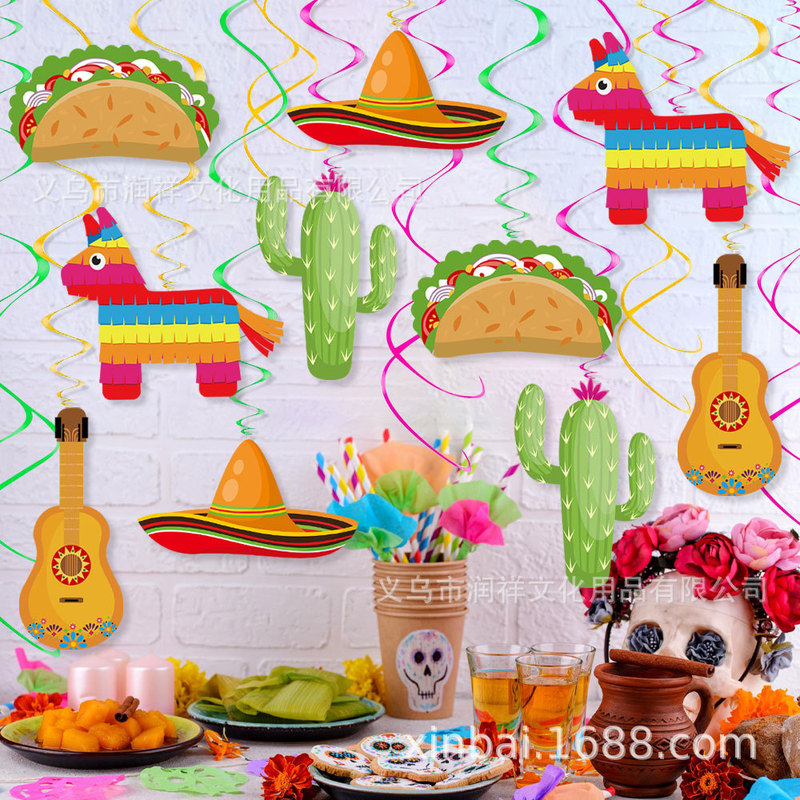 Amazon 20 Piece Party Decoration Single Spiral Hanging Ornaments Mexican Holiday Cactus Spiral Hanging Ornaments