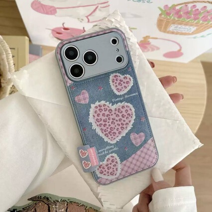 Leather Denim Pattern Apple 17Promax Mobile Phone Case Suitable for Iphone16 Protective Cover Leopard Print Heart 15 Female 11 Leather Denim Pattern Apple 17Promax Mobile Phone Case Suitable for Iphone16 Protective Cover Leopard Print Heart 15 Female 11
