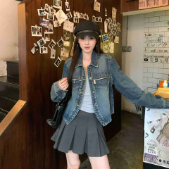 港风ins小个子夹克外套女2025春秋新款宽松显瘦开衫外搭牛仔上衣