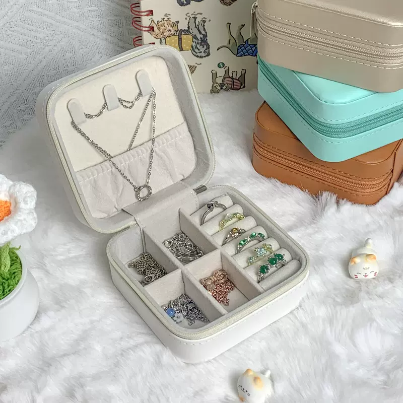 跨境PU皮革首饰包大容量戒指手链耳钉珠宝收纳盒小清新纯色饰品盒