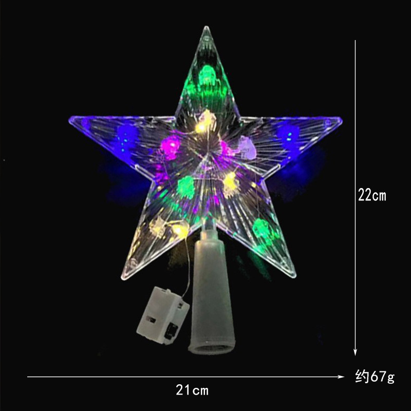 Nuevo árbol de Navidad LED decoración de estrella de luz transparente caja de baterías de color cálido cable de cobre con lámpara de estrella pentagonal transfronteriza