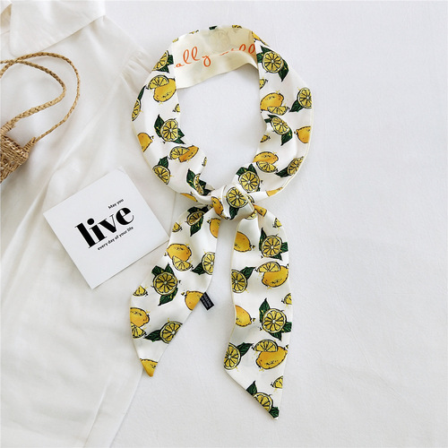 Small long narrow silk scarf for women in spring, autumn, summer and summer neck decoration streamer thin headband scarf Korean style scarf