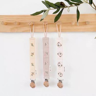 Korean-style baby embroidery bear pacifier anti-drop chain bite glue lanyard baby toy anti-drop clip
