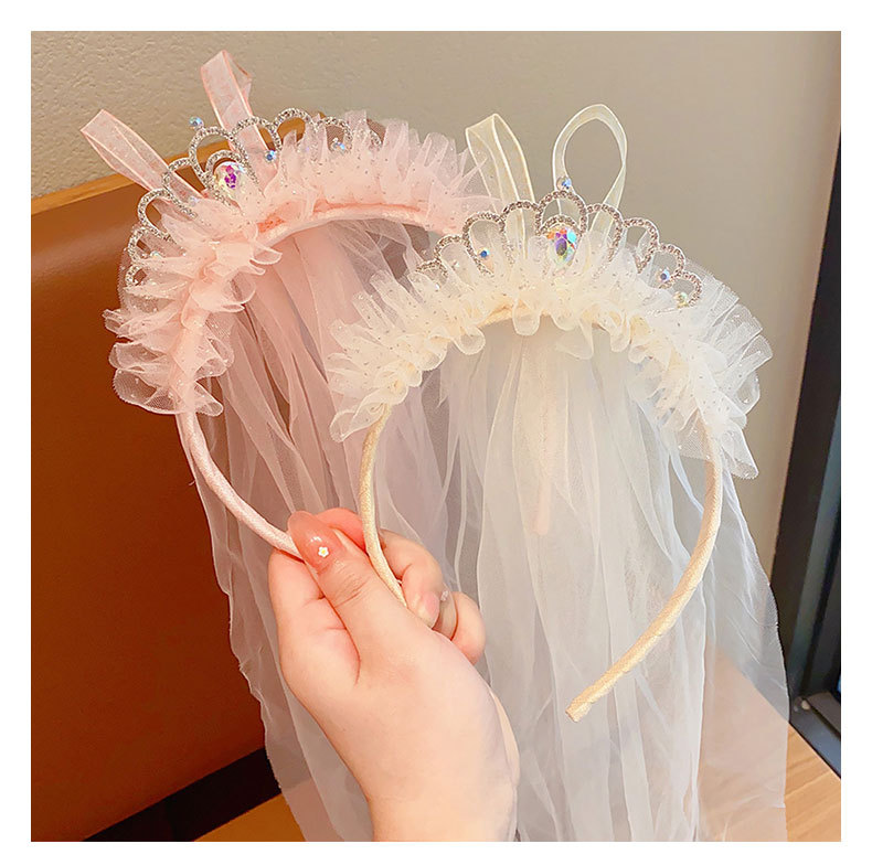 Girl's Princess Cute Crown Lace Pearl Hair Band display picture 6