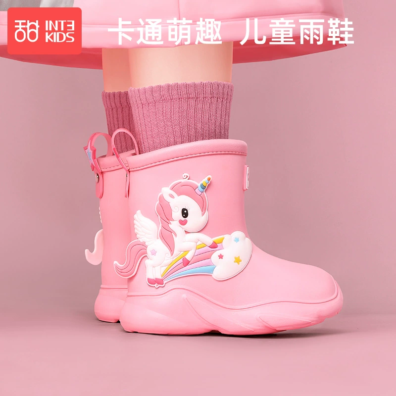 Детские непромокаемые сапоги для мальчиков и девочек, нескользящие водонепроницаемые сапоги, детские бахилы для малышей, водная обувь для дождливых дней, резиновая обувь, мультяшные непромокаемые сапоги