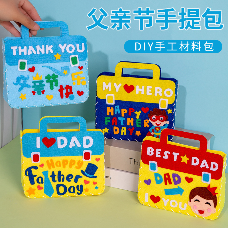 Father's Day Handmade DIY Handbag Kidsren's Non-Woven Handmade Material Bag Kindergarten Gift for Dad