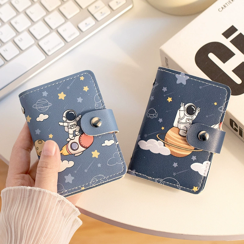 Картхолдер космическая мультфильм карта держатель, короткий кошелек для мужчин и женщин для студентов с молнией, небольшой ультралегкий портативный держатель карт