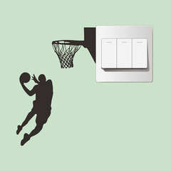 KG289外貿卡通灌籃男生開關貼臥室客廳家居裝飾牆貼紙自粘批發