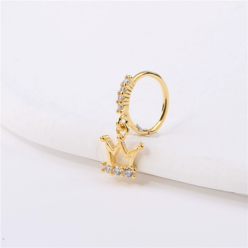 20 г Европейский и американский женский кулон кольцо в нос Корона циркон кольцо в нос кулон хрящ серьги подвеска