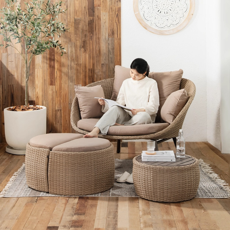 Mesa y silla de balcón, silla de caña, silla de caña, mesa y silla de patio, combinación de té, simple mesa de té