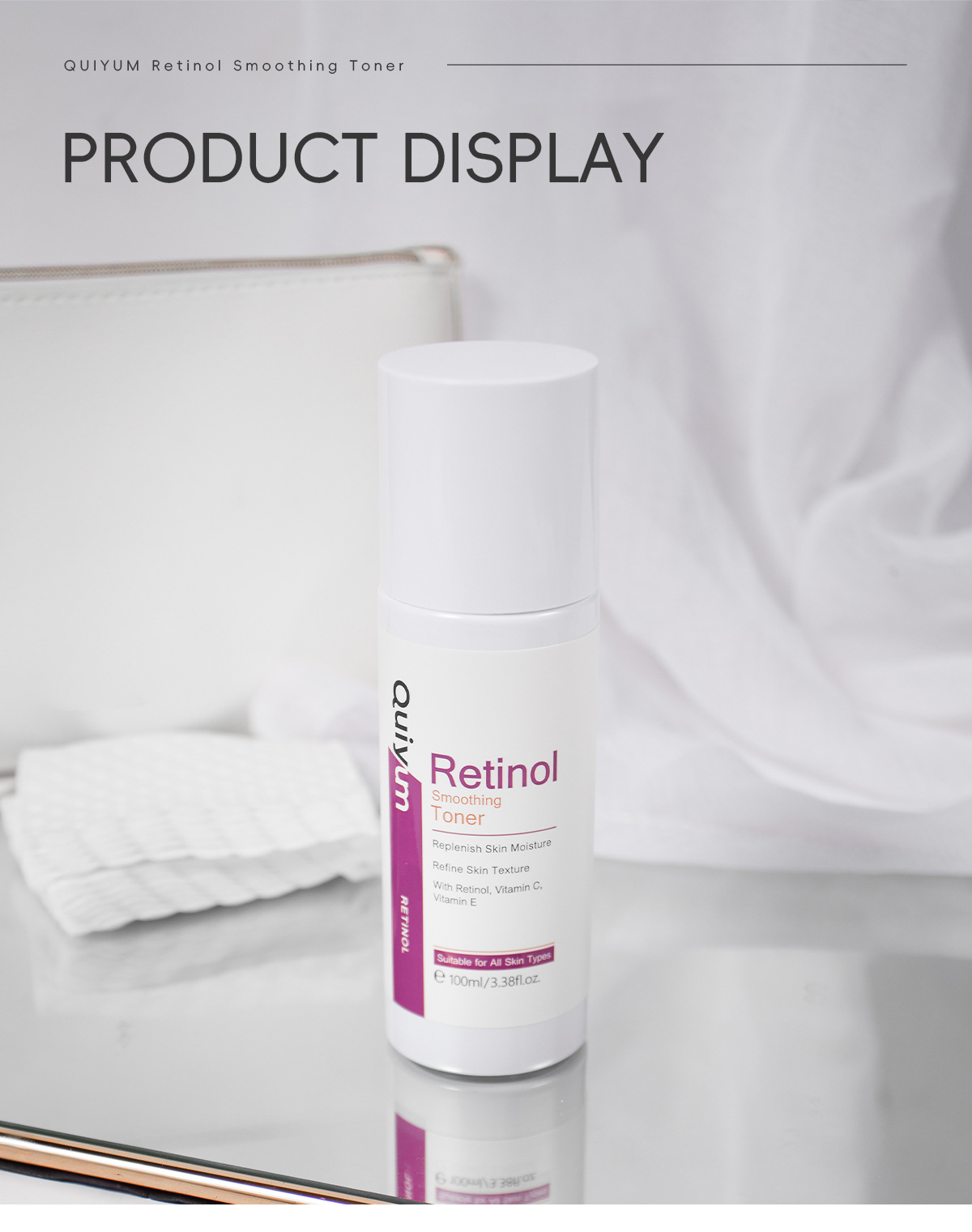 Cross-border QUIYUM Retinol Toner 100ml is a skincare product from a manufacturer that hydrates, moisturizes, nourishes and makes the skin tender and elastic undefined