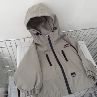 Boys' Coat 2025 New Style Charge Clothes Spring Clothes Western Style Top Children's Boys Outdoor Windproof Hooded Clothes