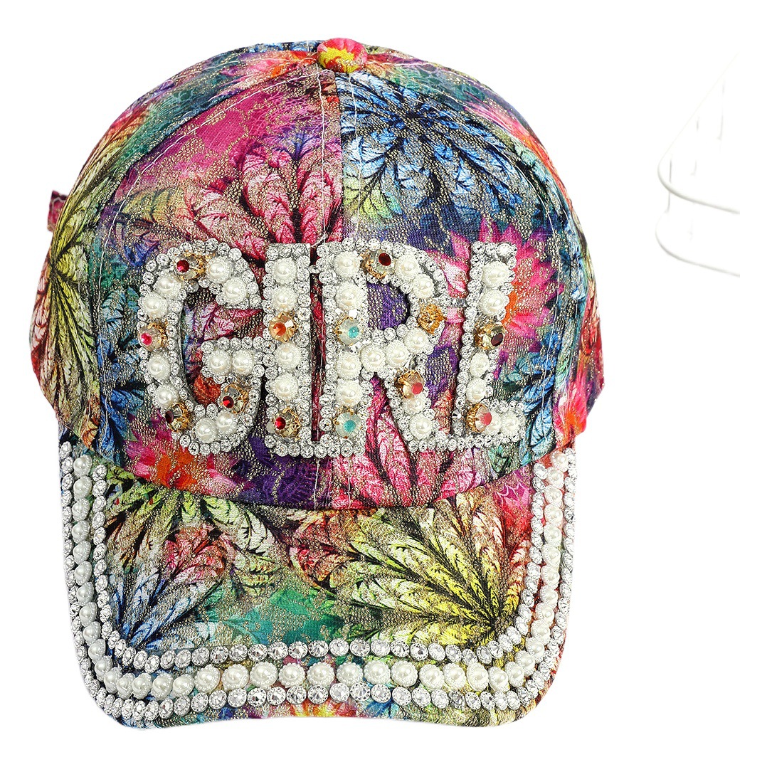 Nueva gorra de béisbol de diamantes de imitación europea y americana para hombres y mujeres de moda colorido impreso rhinestone casquillo de primavera y verano sombrero de ocio al aire libre