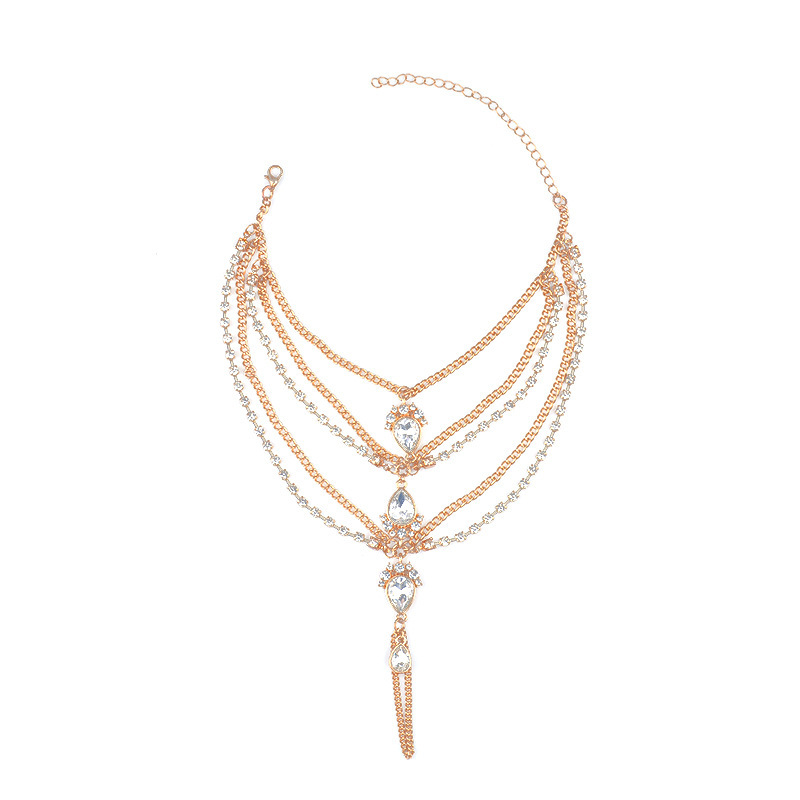 Fashion Water Droplets Alloy Plating Rhinestones Anklet
